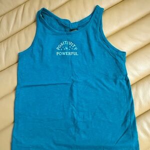 Cat & Jack Blue Tank Top - Positivity is Powerful sz L 10/12 nwot